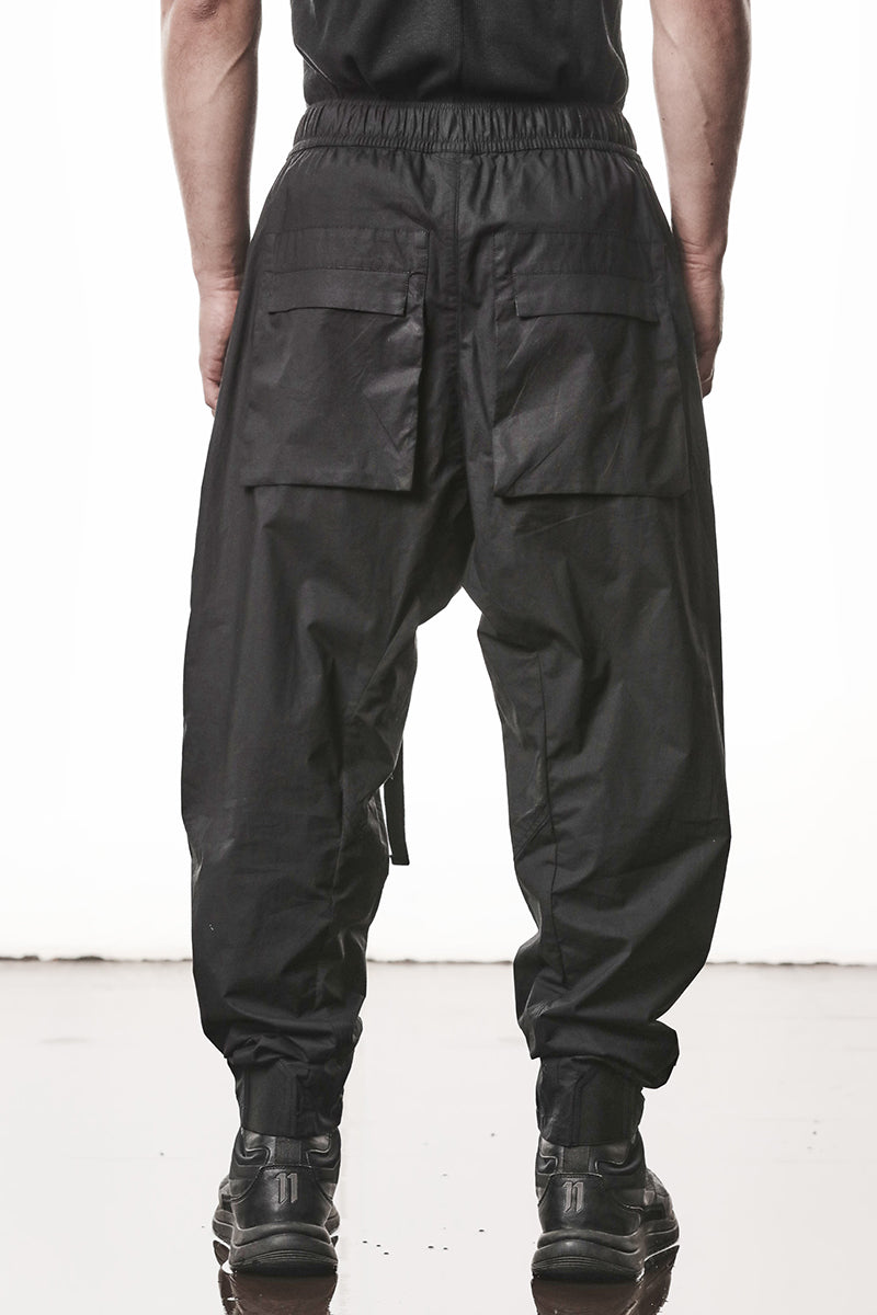 BLACK STRETCH MILANO LOW CROTCH TROUSERS