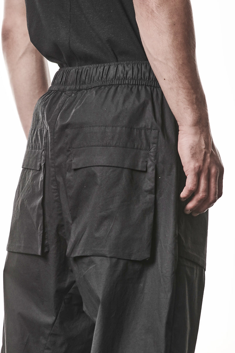 BLACK STRETCH MILANO LOW CROTCH TROUSERS