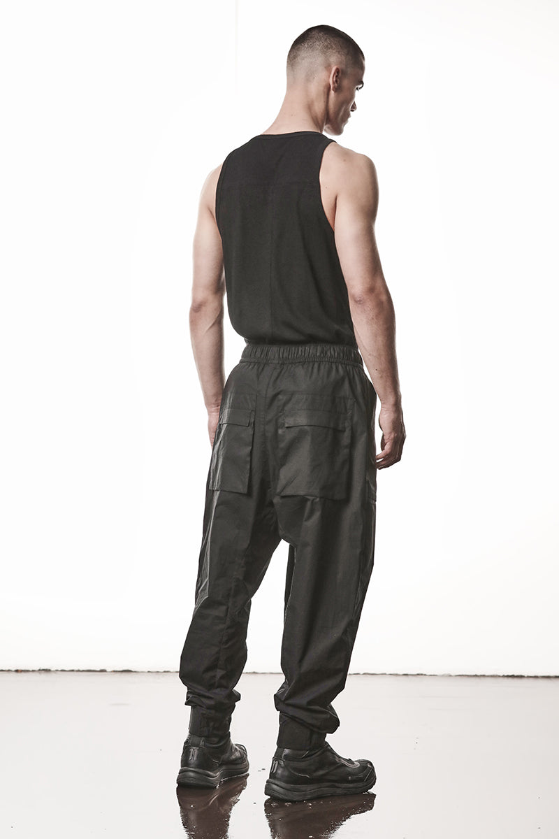 BLACK STRETCH MILANO LOW CROTCH TROUSERS