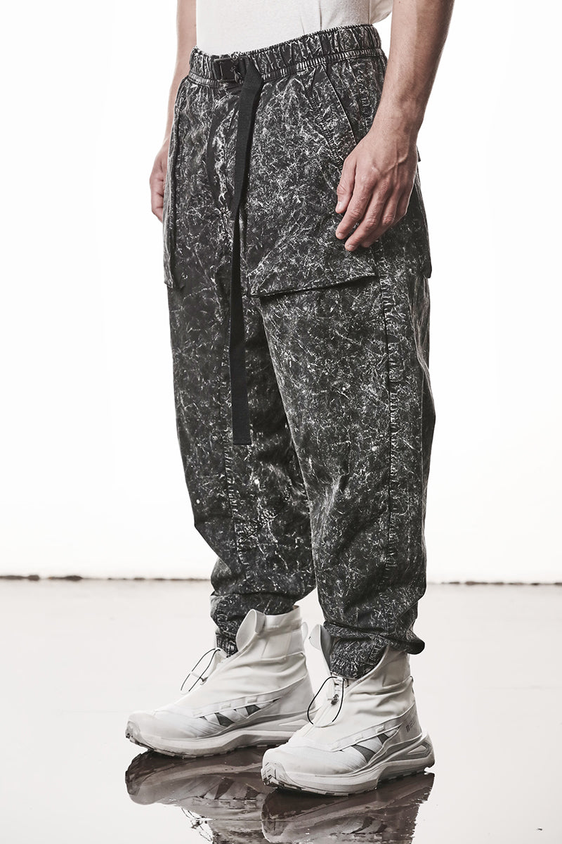 BLACK MARBLE STRETCH MILANO LOW CROTCH TROUSERS