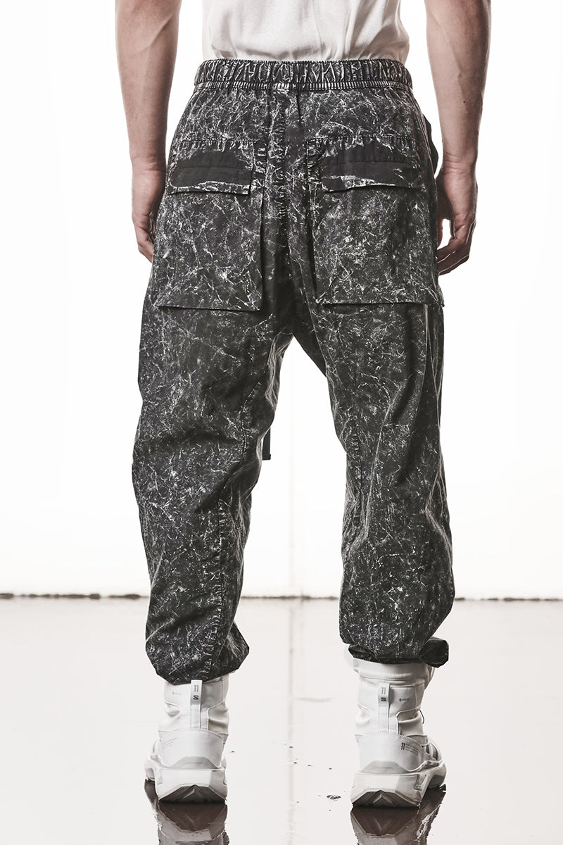 BLACK MARBLE STRETCH MILANO LOW CROTCH TROUSERS