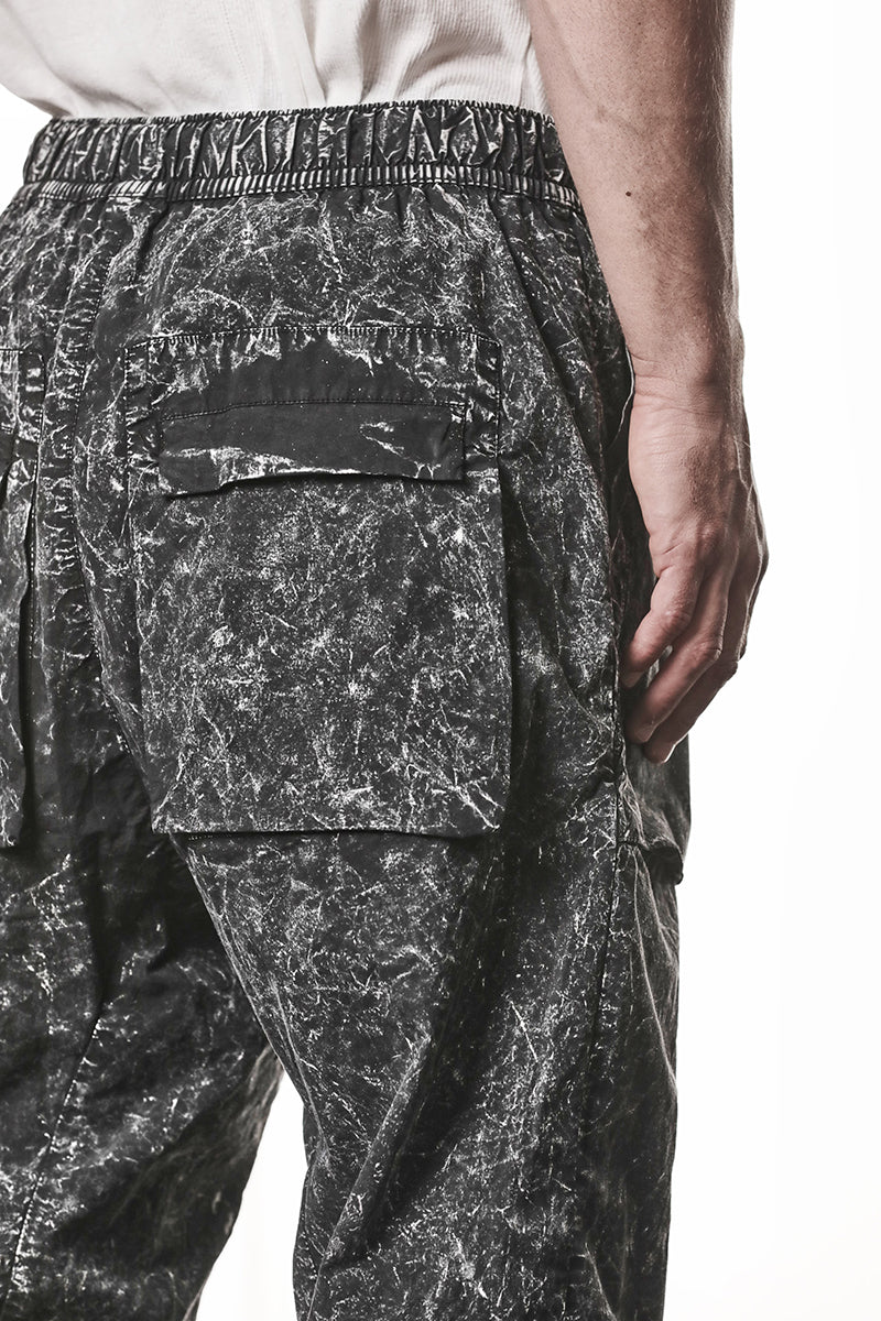 BLACK MARBLE STRETCH MILANO LOW CROTCH TROUSERS