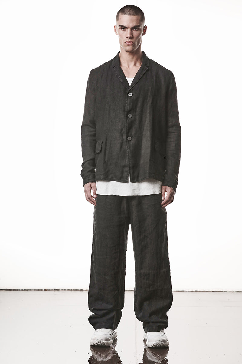 BLACK WIDE LINEN PANTS