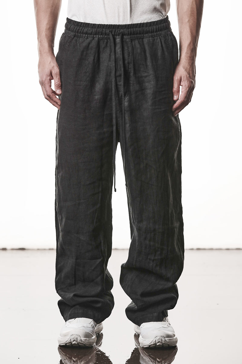 BLACK WIDE LINEN PANTS