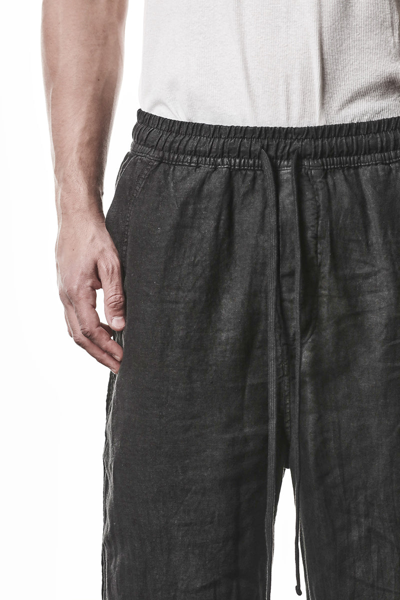 BLACK WIDE LINEN PANTS