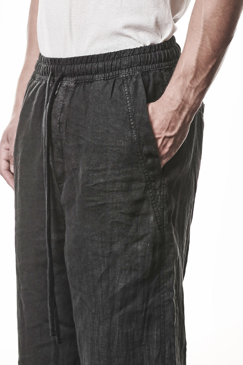 BLACK WIDE LINEN PANTS