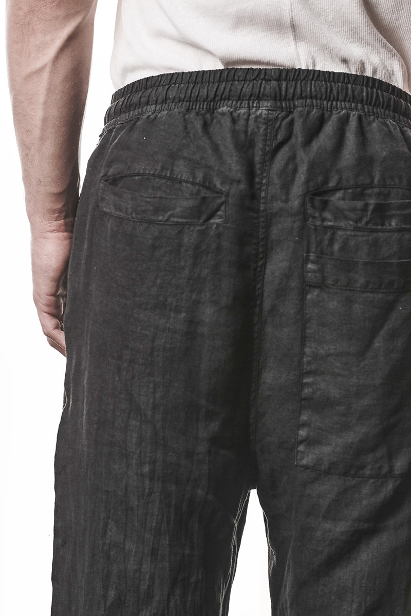 BLACK WIDE LINEN PANTS