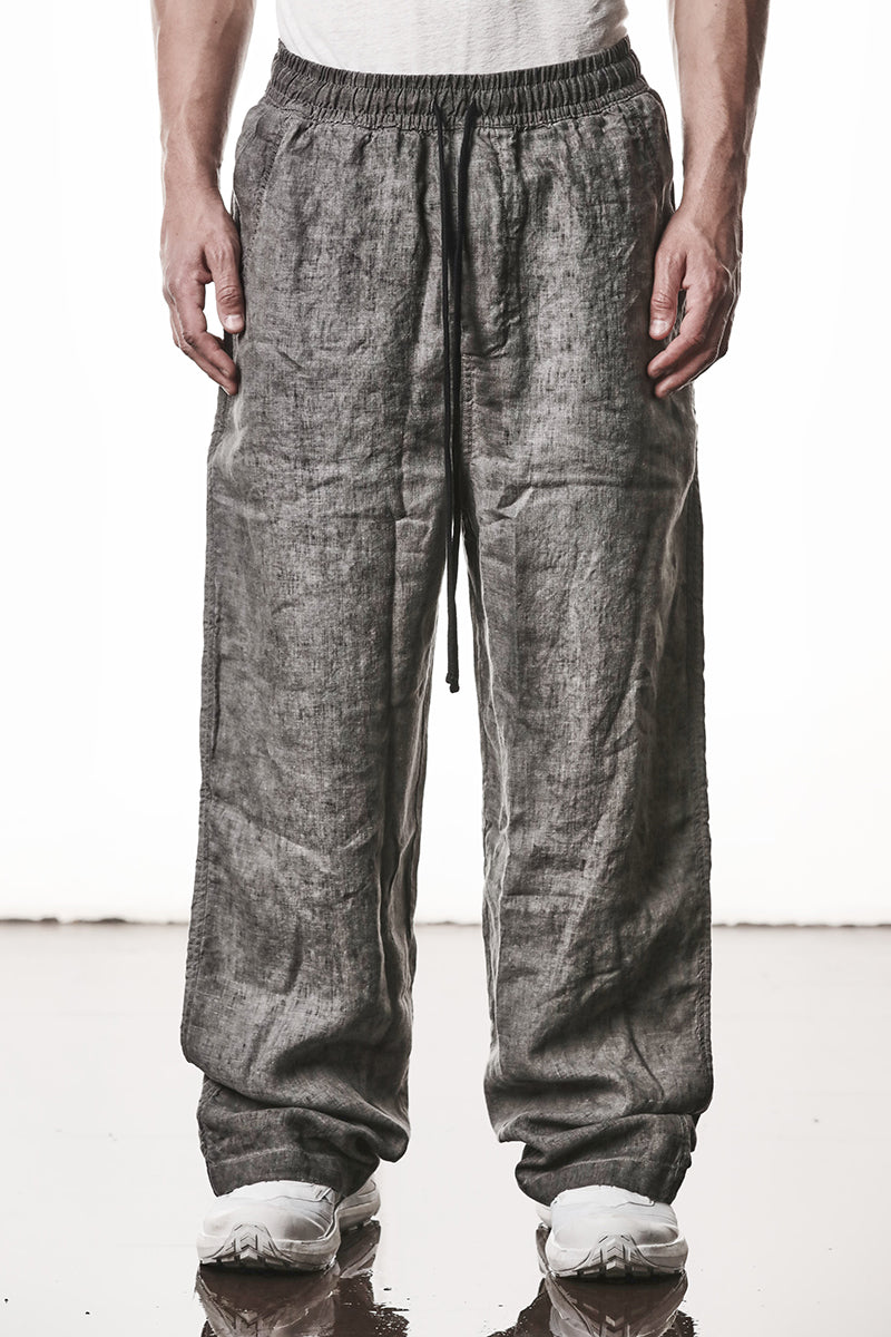 VEGETAL BLACK WIDE LINEN PANTS