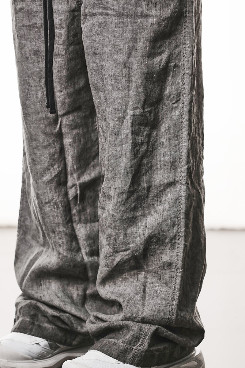 VEGETAL BLACK WIDE LINEN PANTS