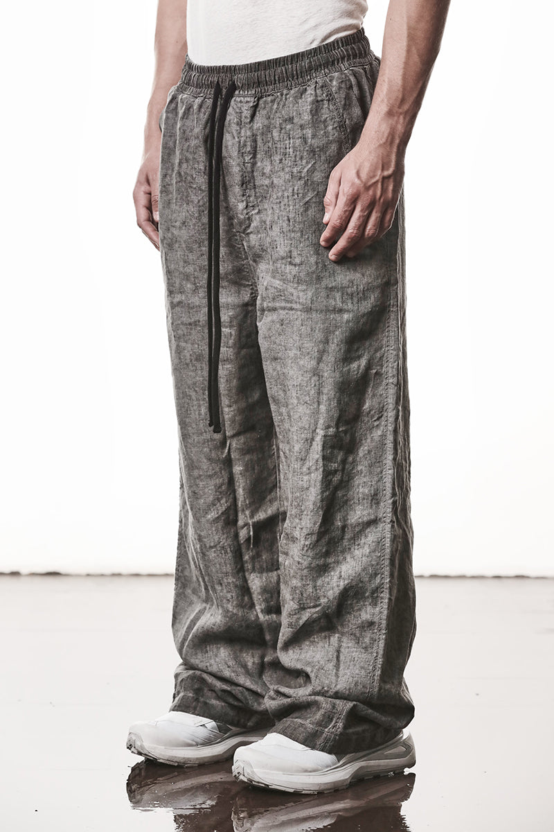 VEGETAL BLACK WIDE LINEN PANTS