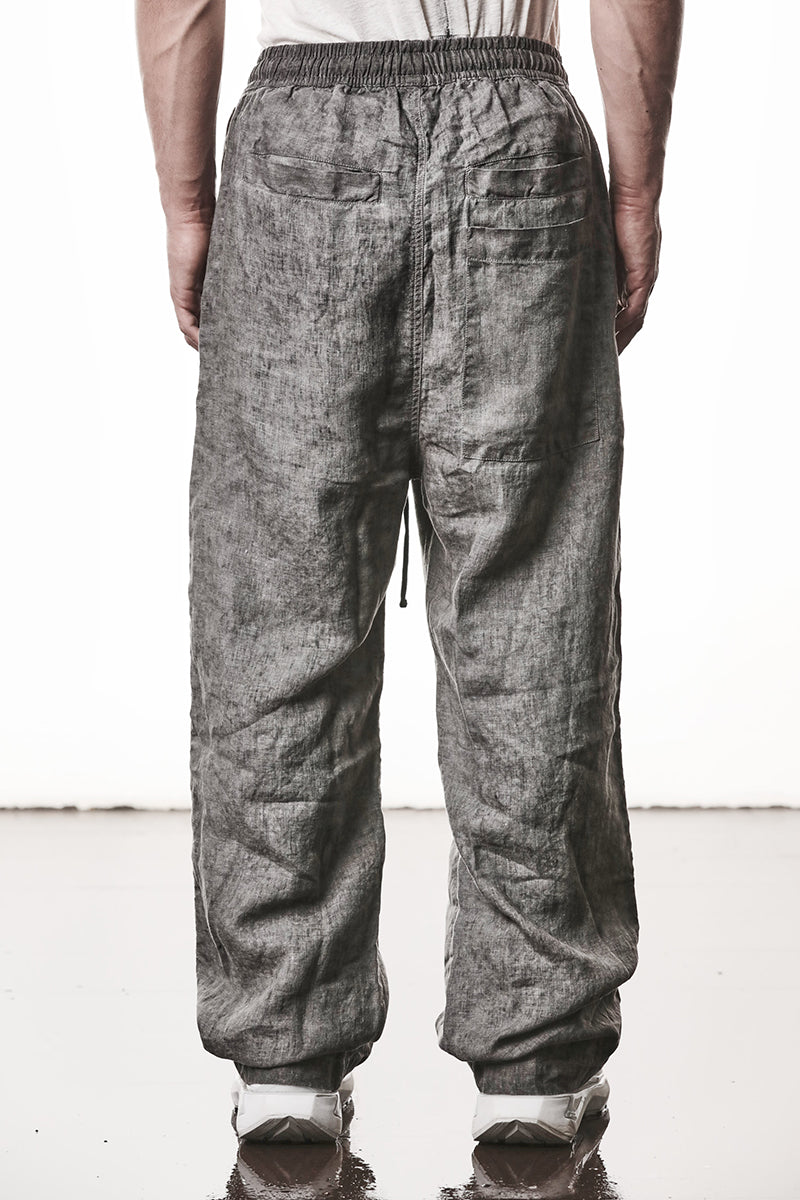 VEGETAL BLACK WIDE LINEN PANTS