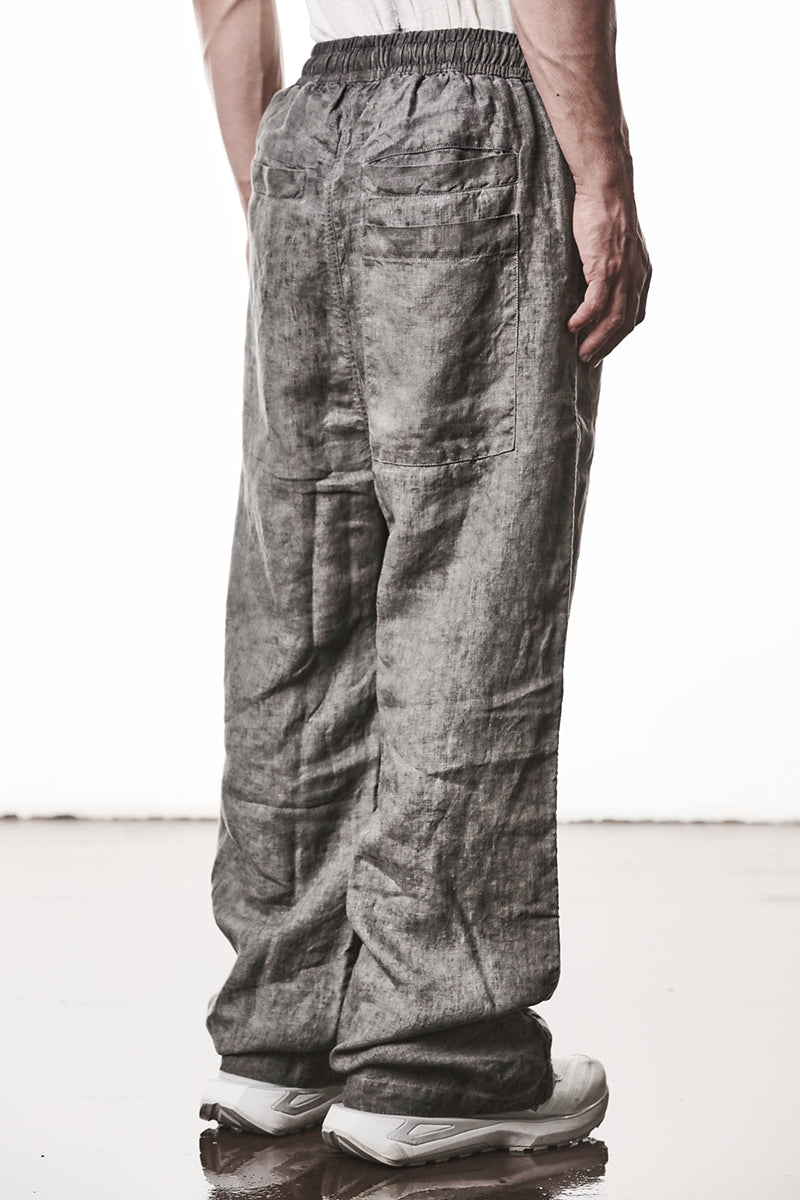 VEGETAL BLACK WIDE LINEN PANTS