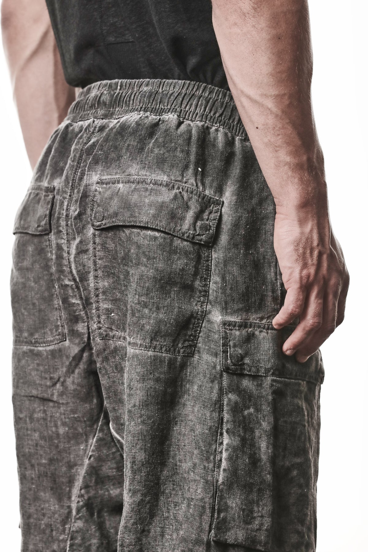 VEGETAL BLACK LINEN CARGO PANTS