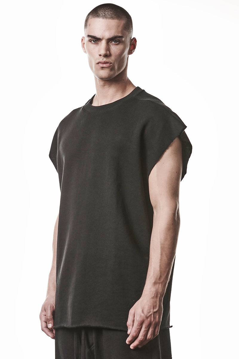 BLACK OVER SWEAT COTTON TOP