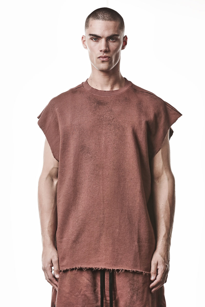 SPRAYED RED OVER SWEAT COTTON TOP