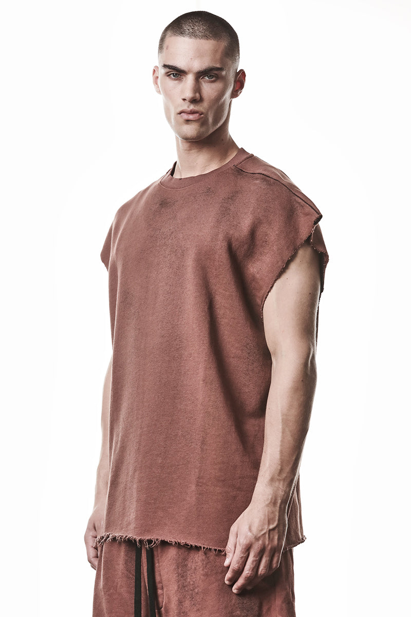 SPRAYED RED OVER SWEAT COTTON TOP