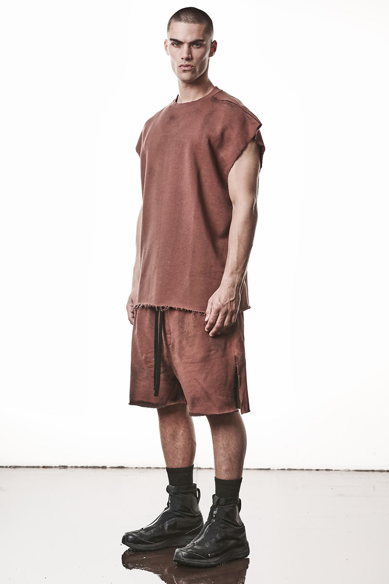 SPRAYED RED OVER SWEAT COTTON TOP