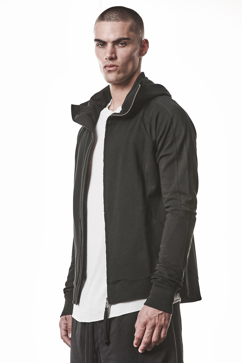 BLACK HOODED ZIP JACKET