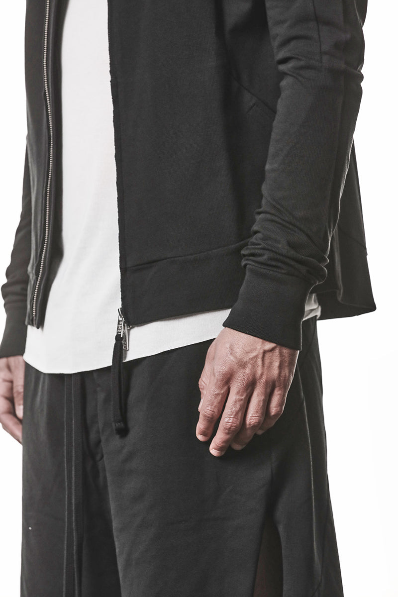 BLACK HOODED ZIP JACKET