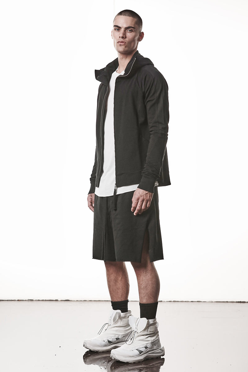 BLACK HOODED ZIP JACKET