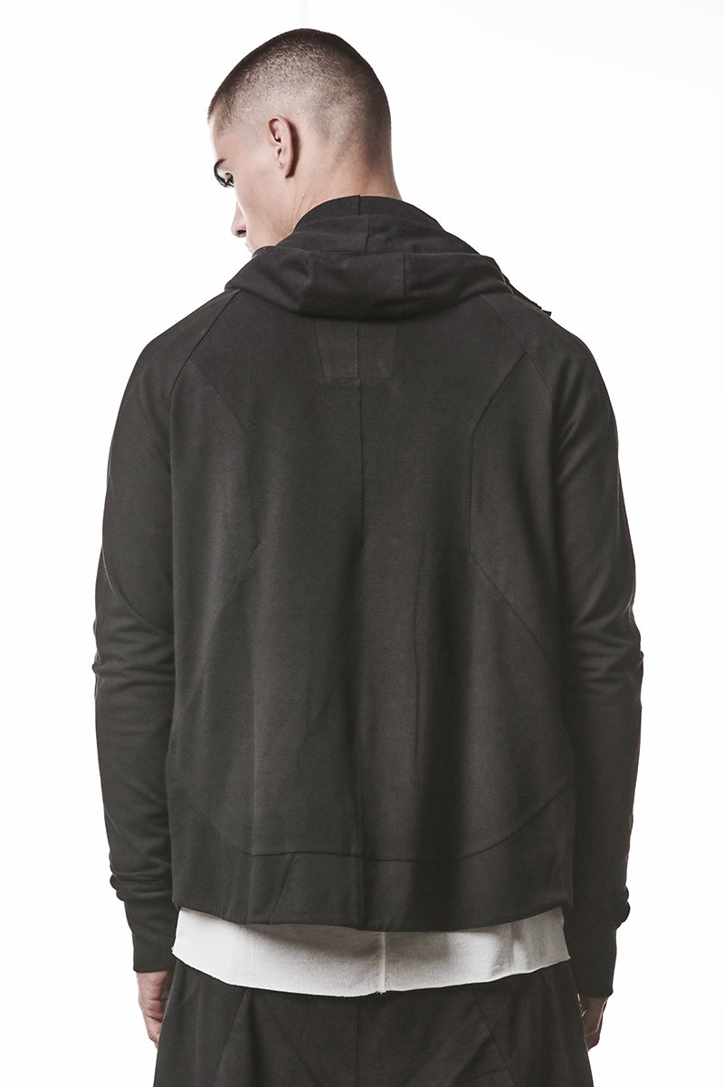BLACK HOODED ZIP JACKET