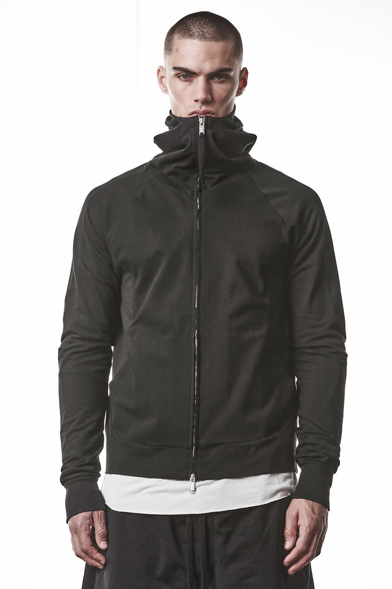 BLACK HOODED ZIP JACKET