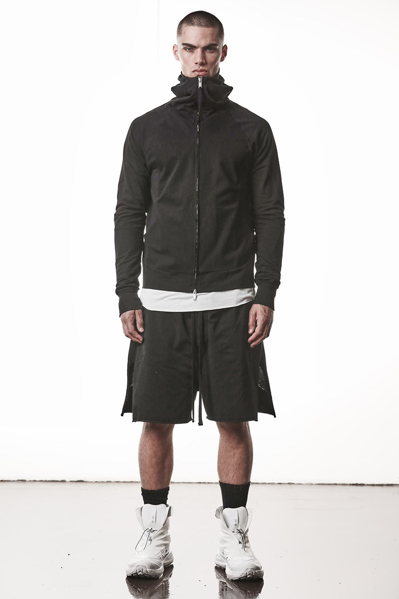 BLACK HOODED ZIP JACKET