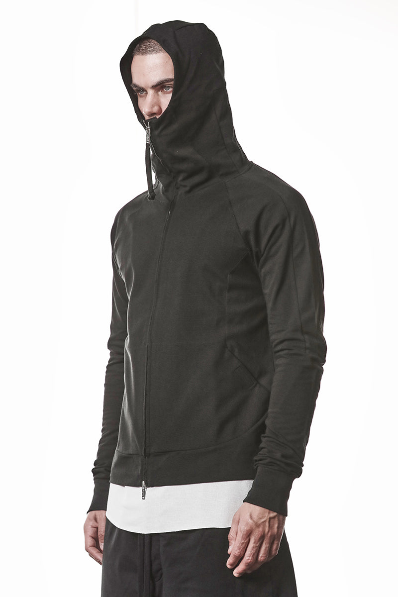 BLACK HOODED ZIP JACKET