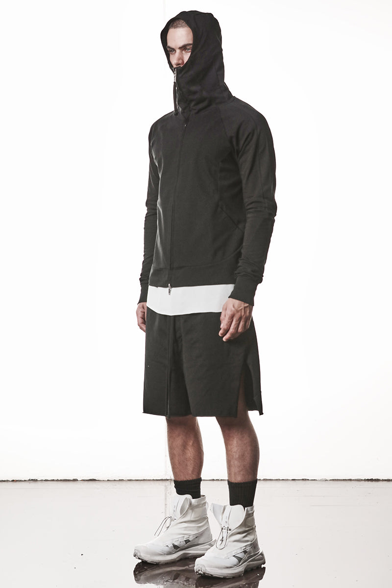 BLACK HOODED ZIP JACKET