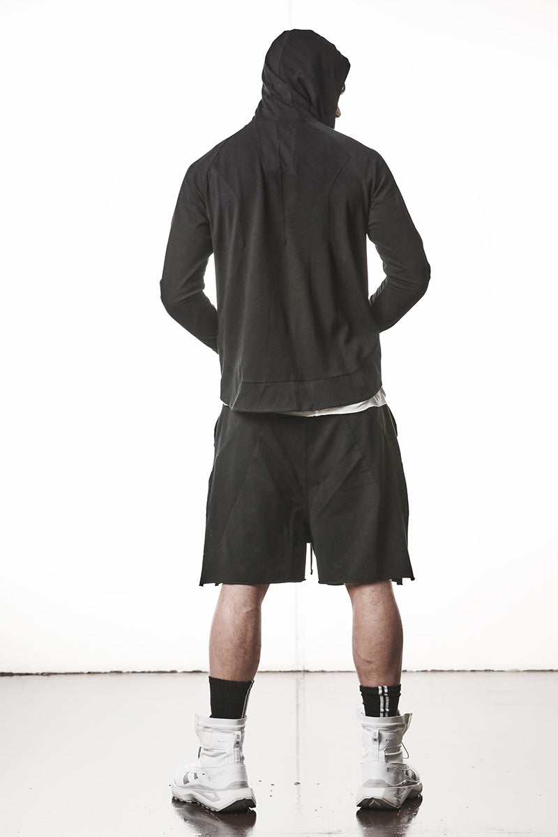 BLACK HOODED ZIP JACKET