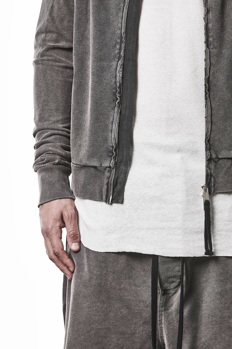 DARK USED GREY HOODED ZIP JACKET