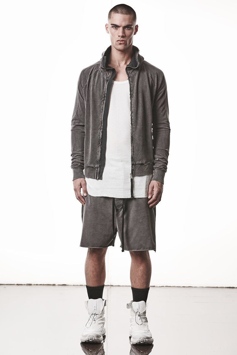 DARK USED GREY HOODED ZIP JACKET