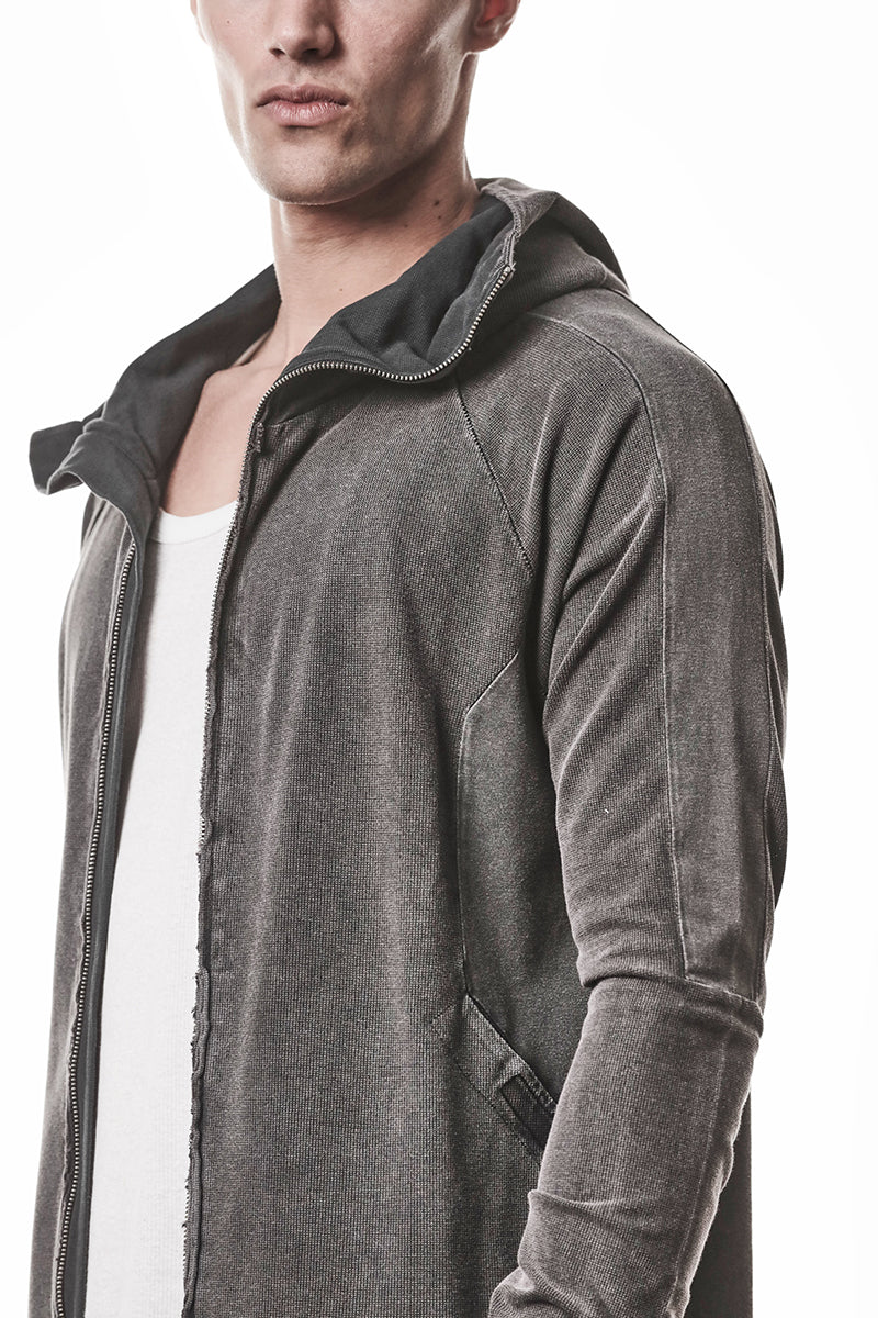 DARK USED GREY HOODED ZIP JACKET
