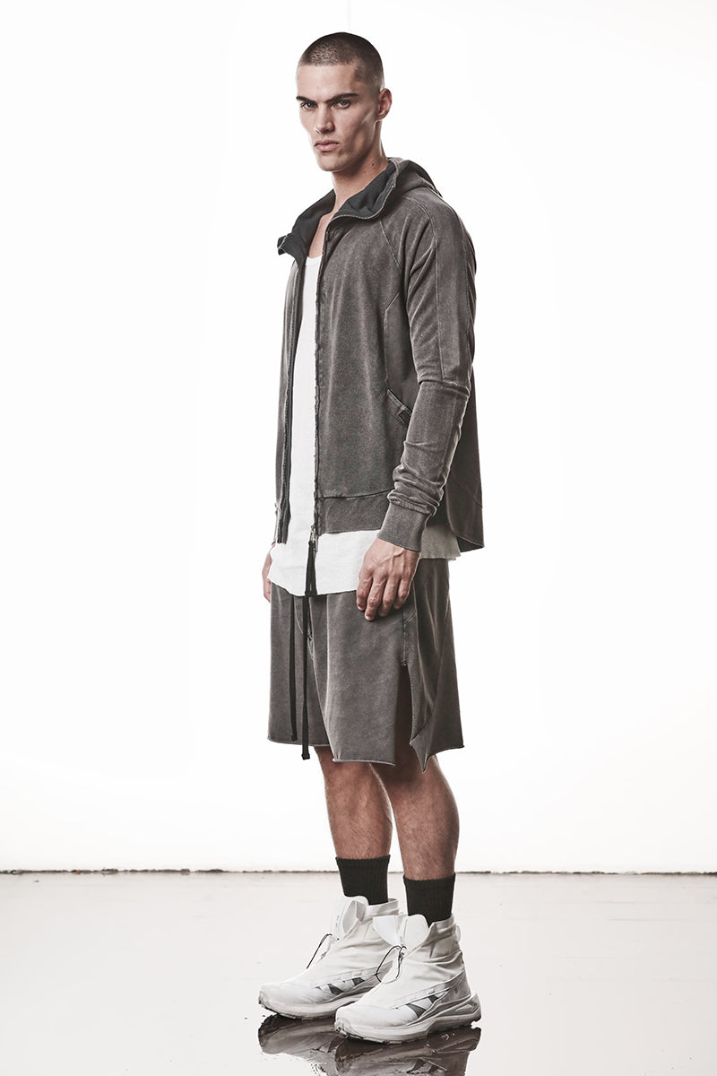 DARK USED GREY HOODED ZIP JACKET