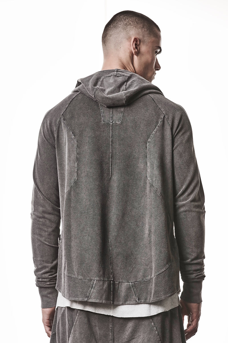 DARK USED GREY HOODED ZIP JACKET