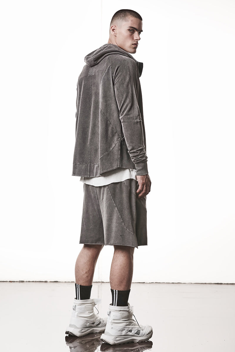 DARK USED GREY HOODED ZIP JACKET