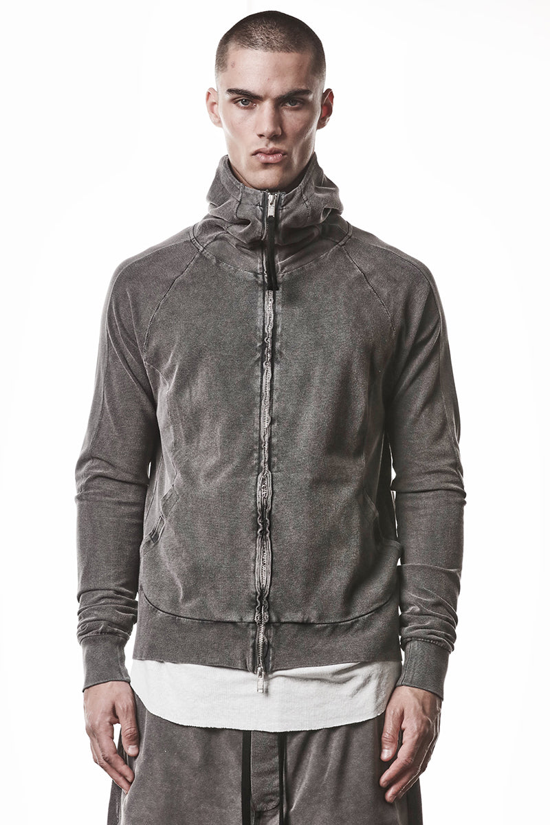 DARK USED GREY HOODED ZIP JACKET