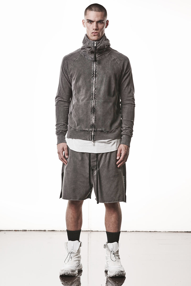 DARK USED GREY HOODED ZIP JACKET