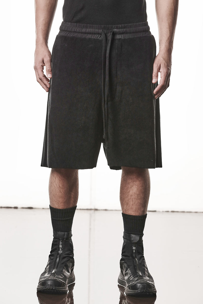 BLACK COTTON TERRY SHORTS