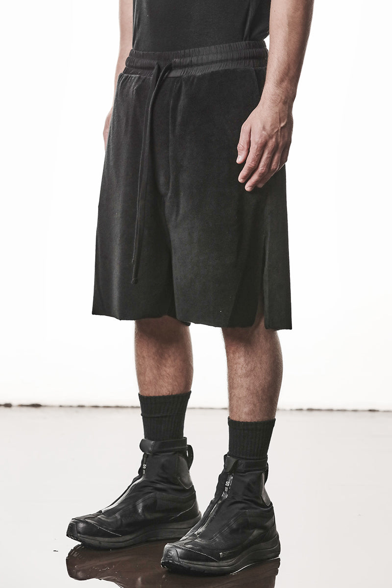 BLACK COTTON TERRY SHORTS
