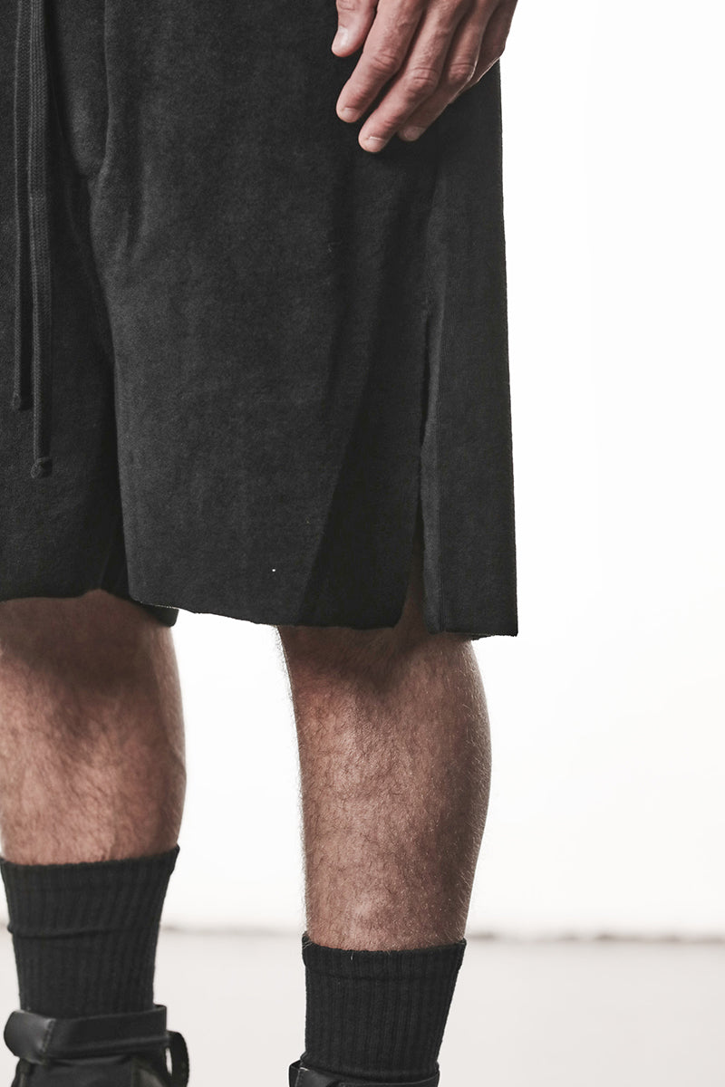 BLACK COTTON TERRY SHORTS
