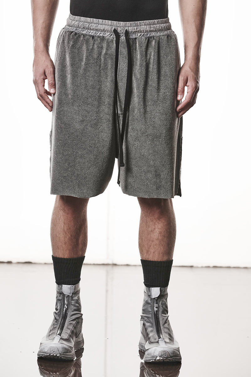 DARK USED GREY COTTON TERRY SHORTS