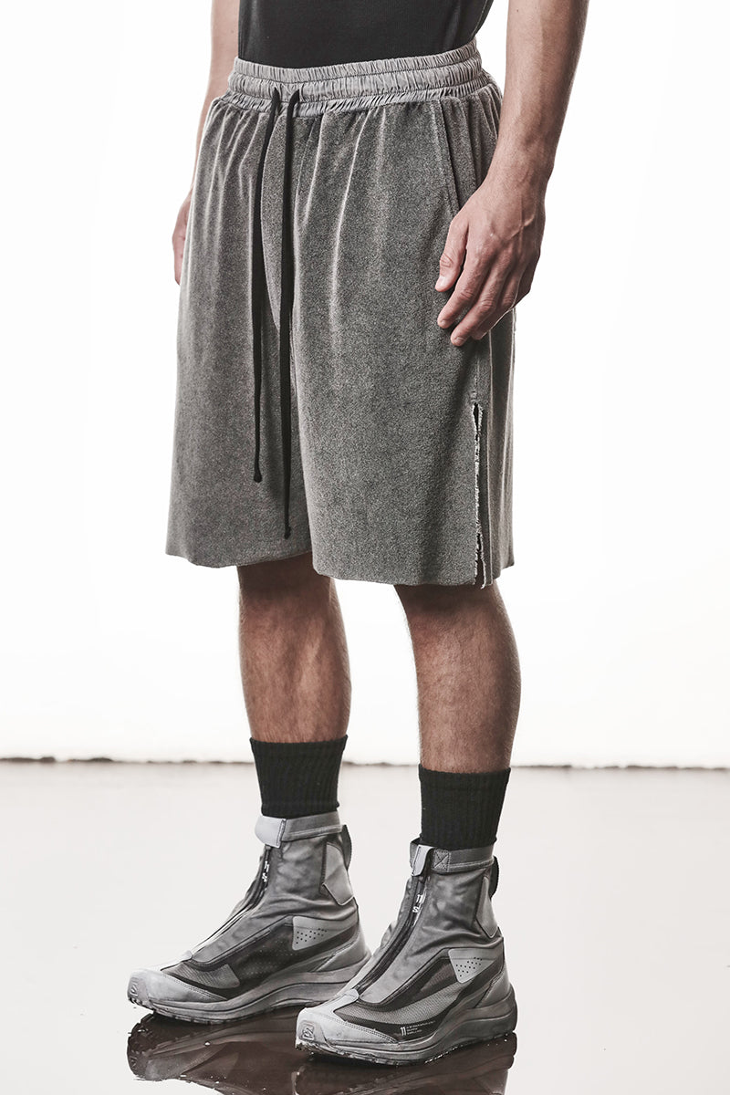 DARK USED GREY COTTON TERRY SHORTS