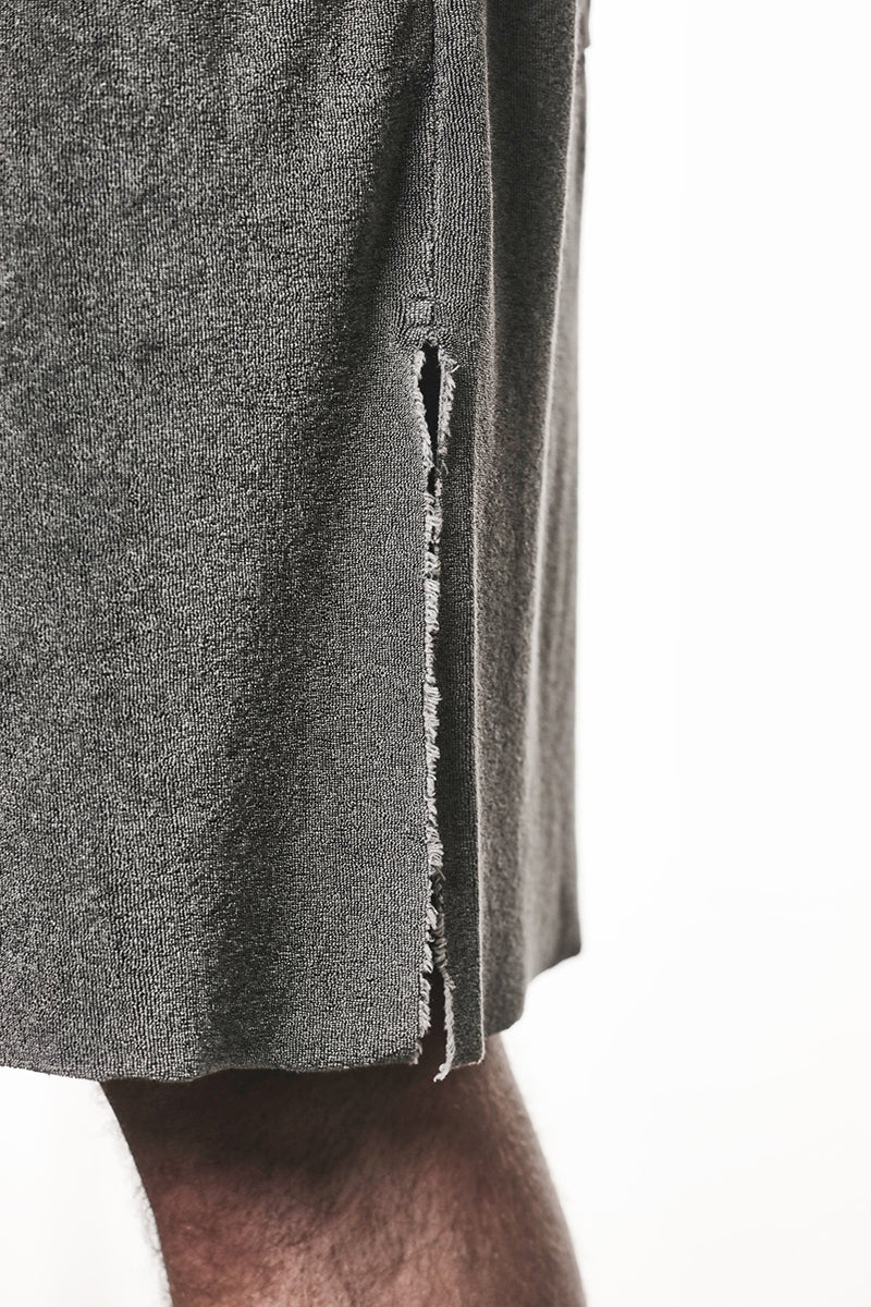 DARK USED GREY COTTON TERRY SHORTS