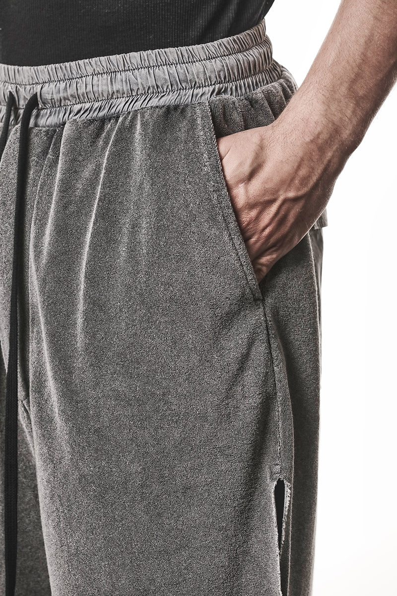 DARK USED GREY COTTON TERRY SHORTS