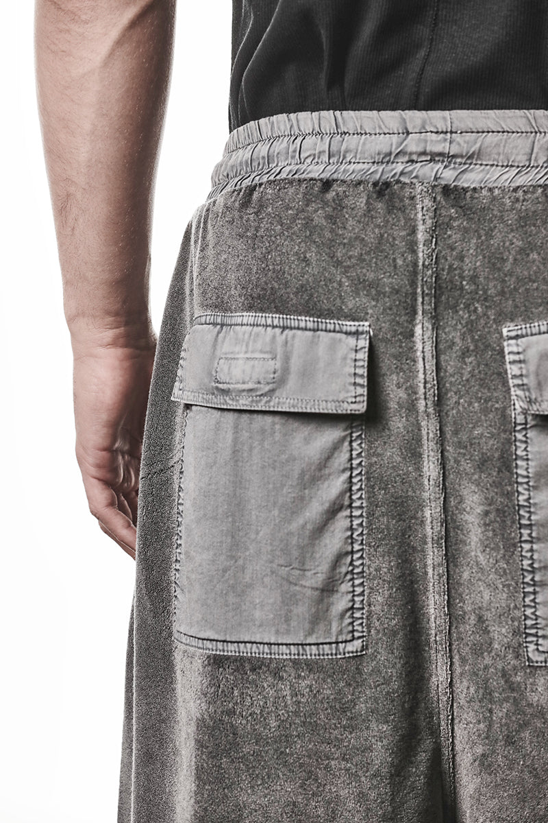 DARK USED GREY COTTON TERRY SHORTS