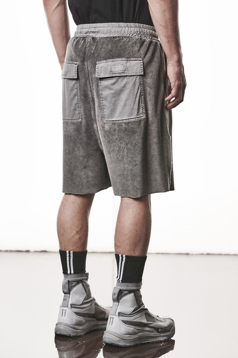 DARK USED GREY COTTON TERRY SHORTS