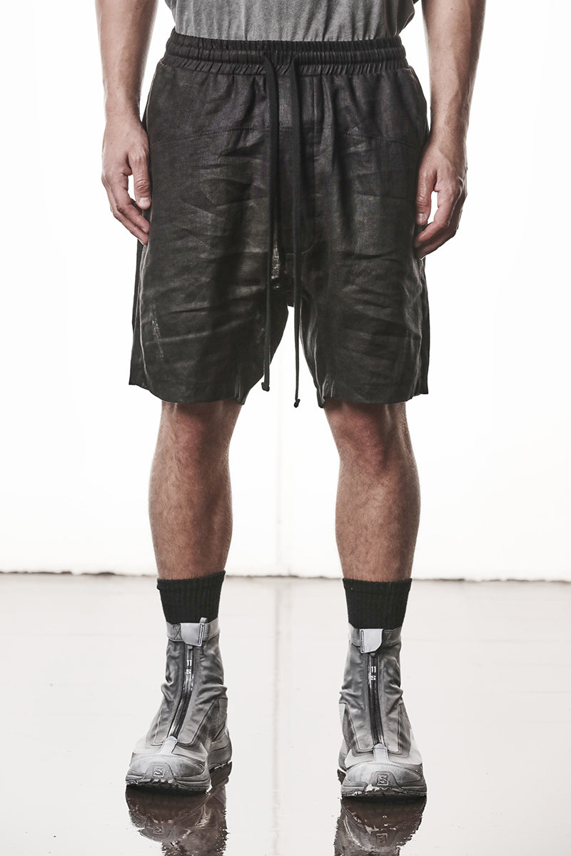 BLACK LINEN SHORTS