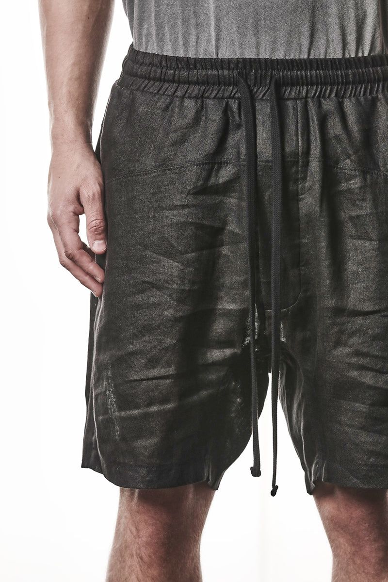 BLACK LINEN SHORTS