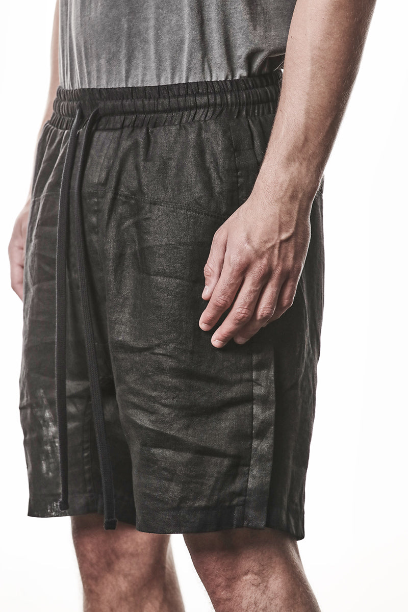 BLACK LINEN SHORTS